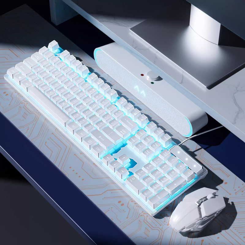 Σετ πληκτρολογίου και ποντικιού για παιχνίδια με μηχανικούς καφέ διακόπτες, ενσύρματο, συμβατό με PC και φορητό υπολογιστή.