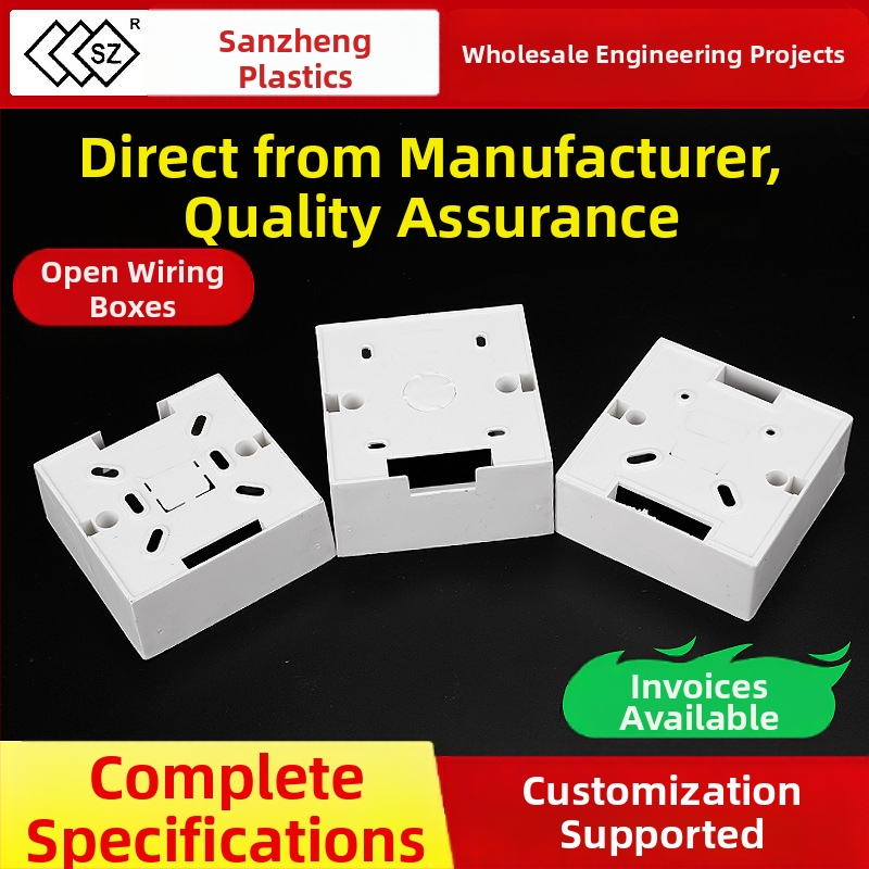 Otvorená krabica na rozvody z PVC, odolná voči ohňu, zosilnený dizajn, na stenu