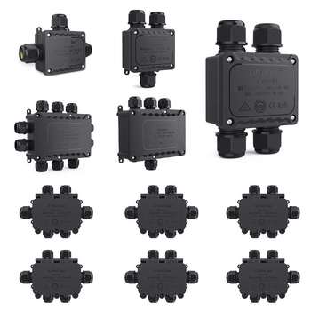 Cutie de conexiuni etanșă, 1 intrare/1 ieșire, IP65, pentru iluminat exterior de peisaj, RuuiPuL