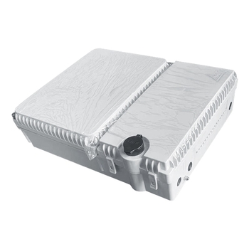 16-jadrová optická spojovacia skrinka, vodotesná IP56, telekomunikačná trieda, 3 vstupy 16 výstupov