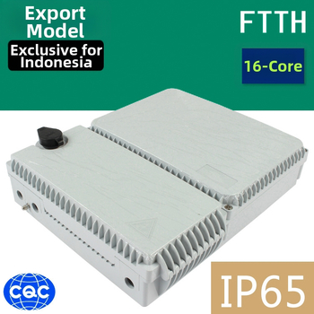 16-jadrová optická spojovacia skrinka, vodotesná IP56, telekomunikačná trieda, 3 vstupy 16 výstupov