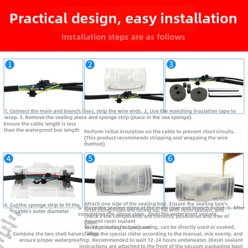 Zemná spojková skrinka pre káble pouličného osvetlenia, model GNYT-M5, značka Gannan, vodotesná, množstvo lepiacej hmoty 2000 g, 1 vstup / 2 výstupy