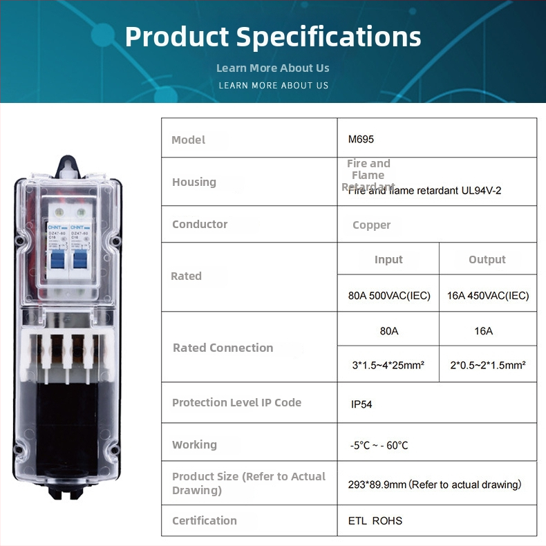 M696 Kültéri utcai világítási elosztó doboz – légkapcsoló, villámvédelmi arrester, IP54, átlátszó ház