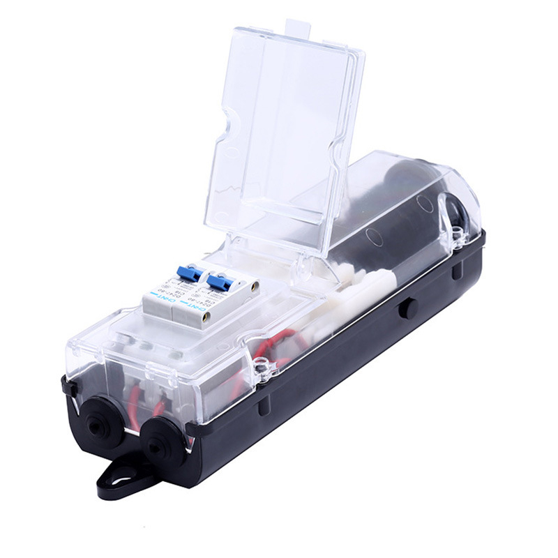 M696 Kültéri utcai világítási elosztó doboz – légkapcsoló, villámvédelmi arrester, IP54, átlátszó ház