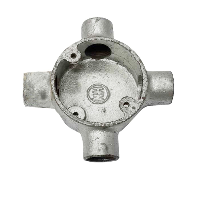 Yifuteng cutie circulară metalică pentru cabluri, patru căi, fontă, cu conexiuni drepte