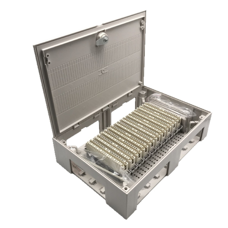 Cutie de distribuție telefonică, stil Köln, modul Snap-On pentru 100 perechi, utilizare în interior, cablaj deschis/ascuns