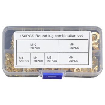 Комплект от 150 кръгли клеми за кримпване – студено пресовани пръстеновидни терминали за свързване на кабели