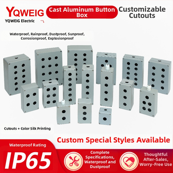 Ovládací box Start/Stop tlačidla, vodotesný, z hliníkovej zliatiny, box s 1/2/3 otvormi, núdzové vypnutie