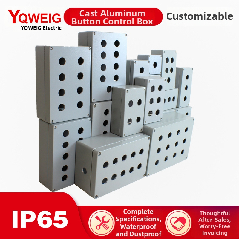 Ovládací box Start/Stop tlačidla, vodotesný, z hliníkovej zliatiny, box s 1/2/3 otvormi, núdzové vypnutie