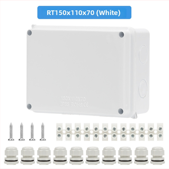 Cutie etanșă IP65 pentru interior/exterior, din ABS, impermeabilă, cu găuri preforate pentru cabluri