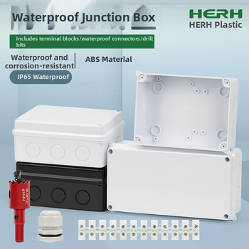 Cutie etanșă IP65 pentru interior/exterior, din ABS, impermeabilă, cu găuri preforate pentru cabluri