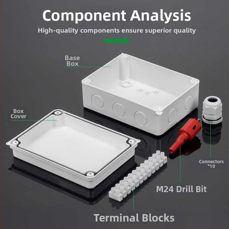 Cutie etanșă IP65 pentru interior/exterior, din ABS, impermeabilă, cu găuri preforate pentru cabluri