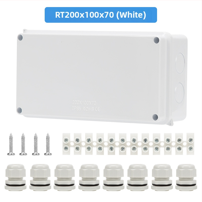 Cutie etanșă IP65 pentru interior/exterior, din ABS, impermeabilă, cu găuri preforate pentru cabluri