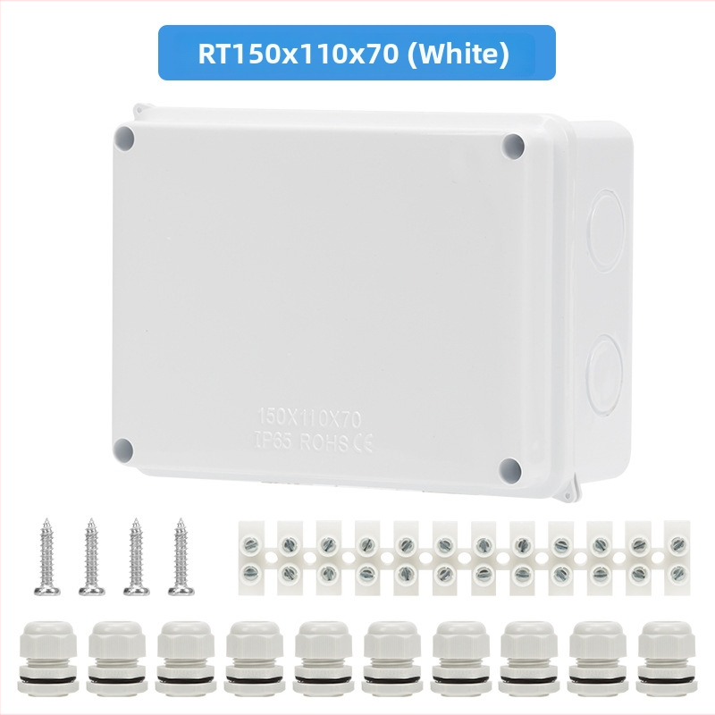 Cutie etanșă IP65 pentru interior/exterior, din ABS, impermeabilă, cu găuri preforate pentru cabluri