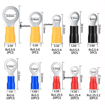 102 ks kruhového typu predizolované krimp terminály RV1.25/2/3.5/5.5 pre automobilovú elektroniku