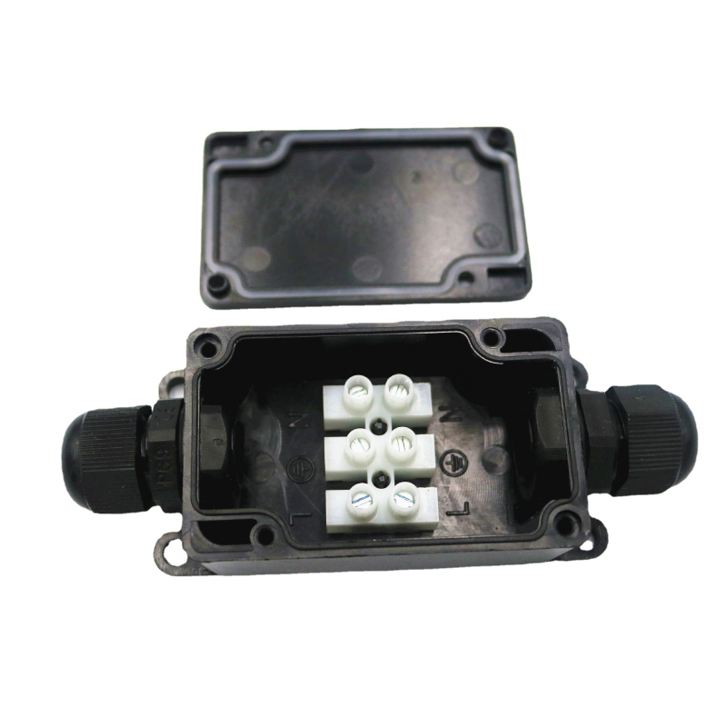 IP65 vízálló csatlakozó doboz kültéri föld alatti világításhoz, egy bemenet és egy kimenet, két végén terminálblokkokkal