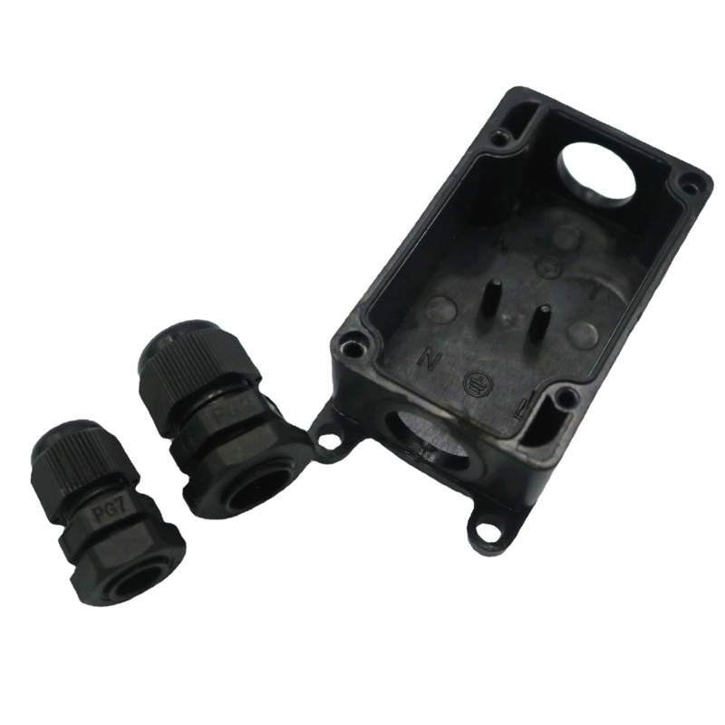 IP65 vízálló csatlakozó doboz kültéri föld alatti világításhoz, egy bemenet és egy kimenet, két végén terminálblokkokkal