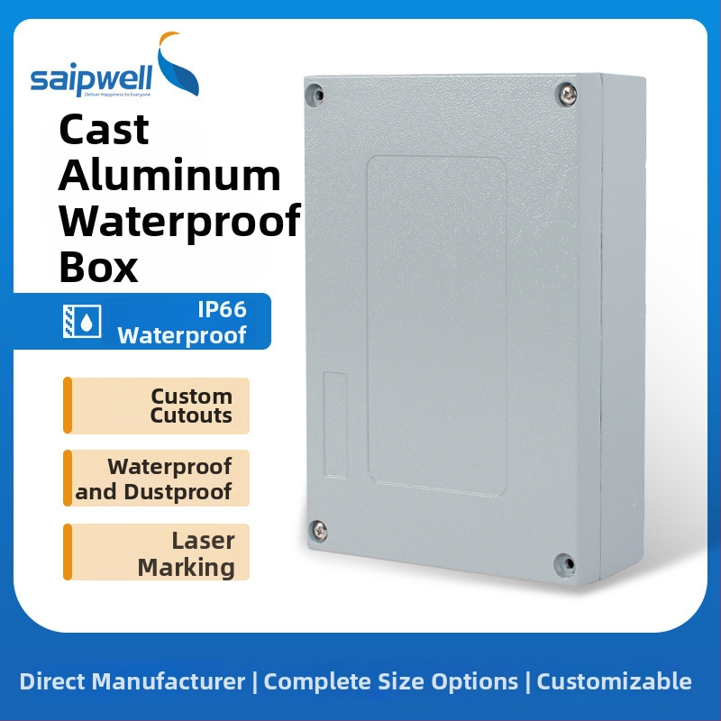 Matná hliníková vodotesná krabica na rozvody s ovládacím tlačidlom