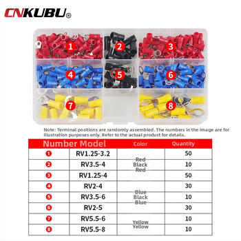 200 бр. RV‑тип студено пресован терминал за кримпване, носна халка и предварително изолирани краища – комплект