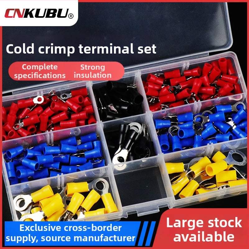 200 бр. RV‑тип студено пресован терминал за кримпване, носна халка и предварително изолирани краища – комплект