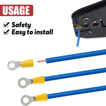 Кримп терминал – 1 полюс, O-тип кръгъл нос за кабел, предварително изолиран меден контакт (Модел CC0100060, Guanxi, за електроуреди)