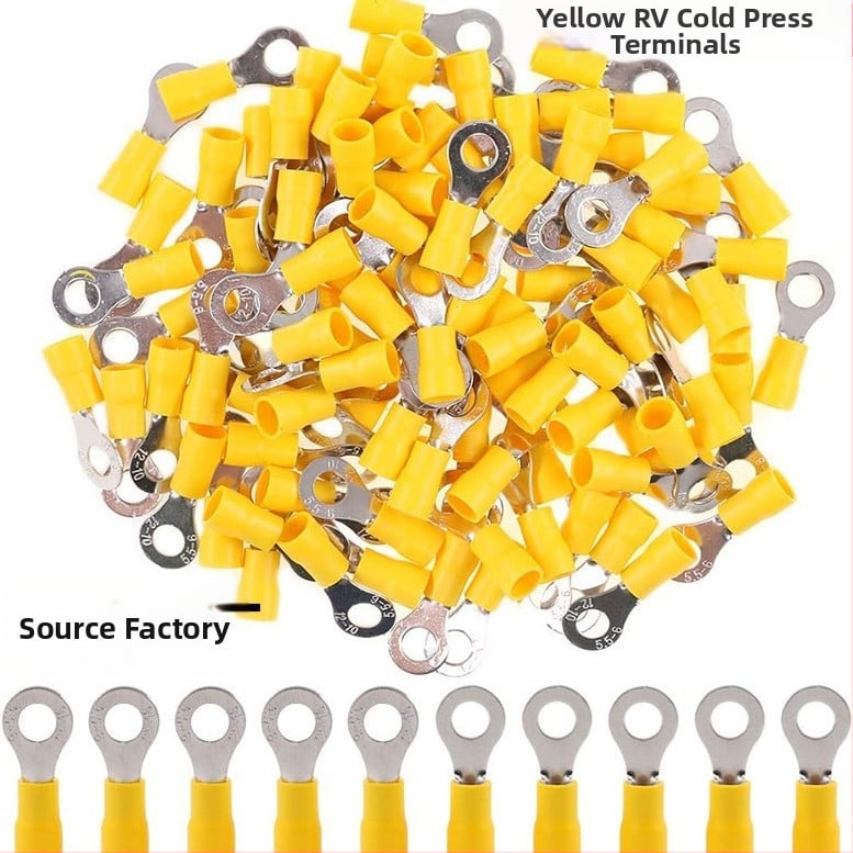 Кримп терминал – 1 полюс, O-тип кръгъл нос за кабел, предварително изолиран меден контакт (Модел CC0100060, Guanxi, за електроуреди)