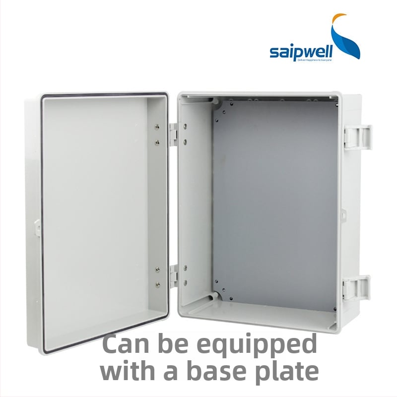 Αδιάβροχο κιβώδιο διακλάδωσης καλωδίων με θήκη μετρητή, τύπος κούμπωμα, με μεντεσέδες, IP66, PC βιομηχανικό πλαστικό, πλάκα 2,5 mm, CE