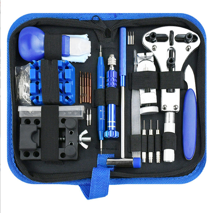 Pulksteņu remonta komplekts, 185 gab., tērauda instrumenti, pamata pulksteņu remontam, Neto svars 0.636 kg