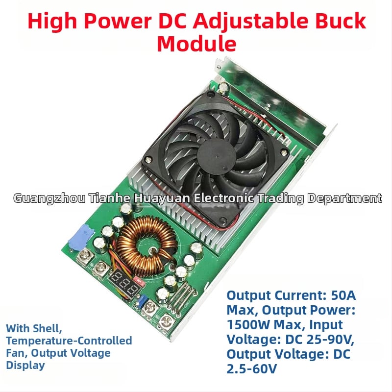 DC-DC buck modul 1500W, bemenet 25-90V, kimenet 2.5-60V, 50A, autóhálózati tápegység