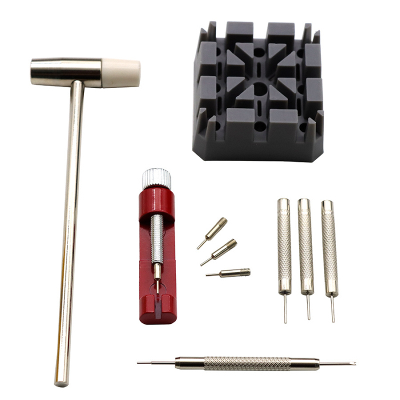 10-in-1 pulksteņu remonta komplekts demontāžai un siksnas garuma regulešanai, plastmasa un metāls, 10 gab., tīrais svars 0.11, pulksteņu remontēšanas instruments