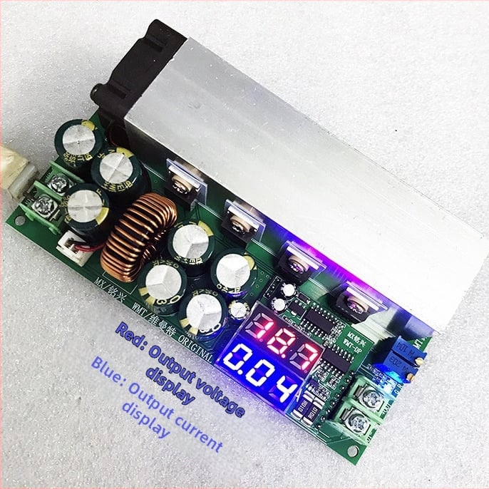 DC-DC szabályozható buck konverter modul, bemenet 12–80V, 600W, CC/CV, napelemes LED meghajtó modul