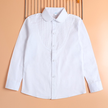 Dievčenská košeľa s dlhým rukávom z 100% bavlny, golier s čipkou a volánikom vo forme polmesiaca, štýl Kórea, vhodné pre deti od 8 rokov