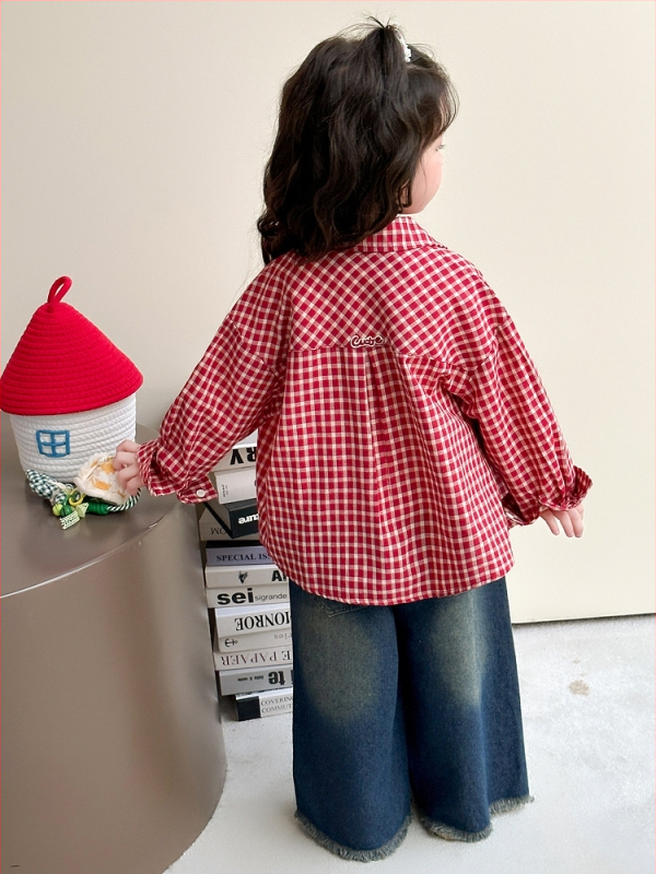 Detský dvojdielny set pre skorú jeseň: košieľka a tričko, s golierom s klopou, mriežkový vzor, 88% polyester, 3–8 rokov.