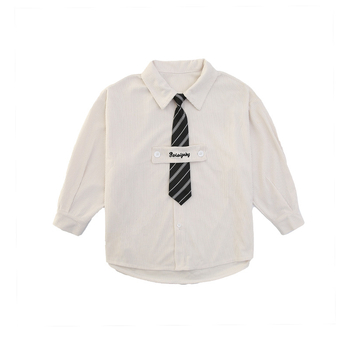 Detská košeľa, kórejský štýl, dlhé rukávy, golier rever, kordurový materiál s 90% bavlnou