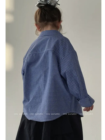 Detský set košele a sukne s káro vzorom, kórejský štýl, dlhé rukávy, 50% polyester