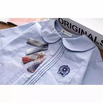 Dječja košulja za djevojčice s dugim rukavima i ovratnikom lapel, prugasti uzorak, preppy stil; za djevojčice 3–8 godina
