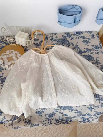 Dječja košulja, korejski stil, dugi rukav, za djevojčice 3–8 godina, 65% poliestera