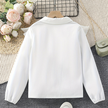 Dievčenská košeľa, 100% polyester, dlhý rukáv, jednobarevná, jar-jesenná