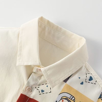 Dječja košulja s patchwork kariranim uzorcima, kratki rukavi, 100% pamuk, ležerni stil, za uzrast 3-8 godina