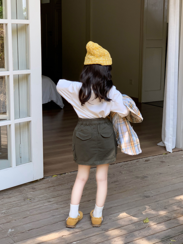 Detská košeľa s dlhým rukávom, kórejský štýl, kartúnový potlač v károvanom vzore, golier typu lapel, jar–jeseň, vek 3–8 rokov, materiál z polyesterovej zmesi