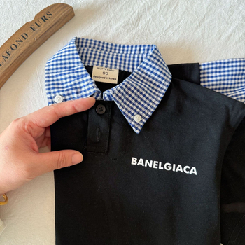 Cămașă pentru copii în carouri, cu guler rever, 95% bumbac, pentru 3–8 ani, primăvară-toamnă stil casual școlar