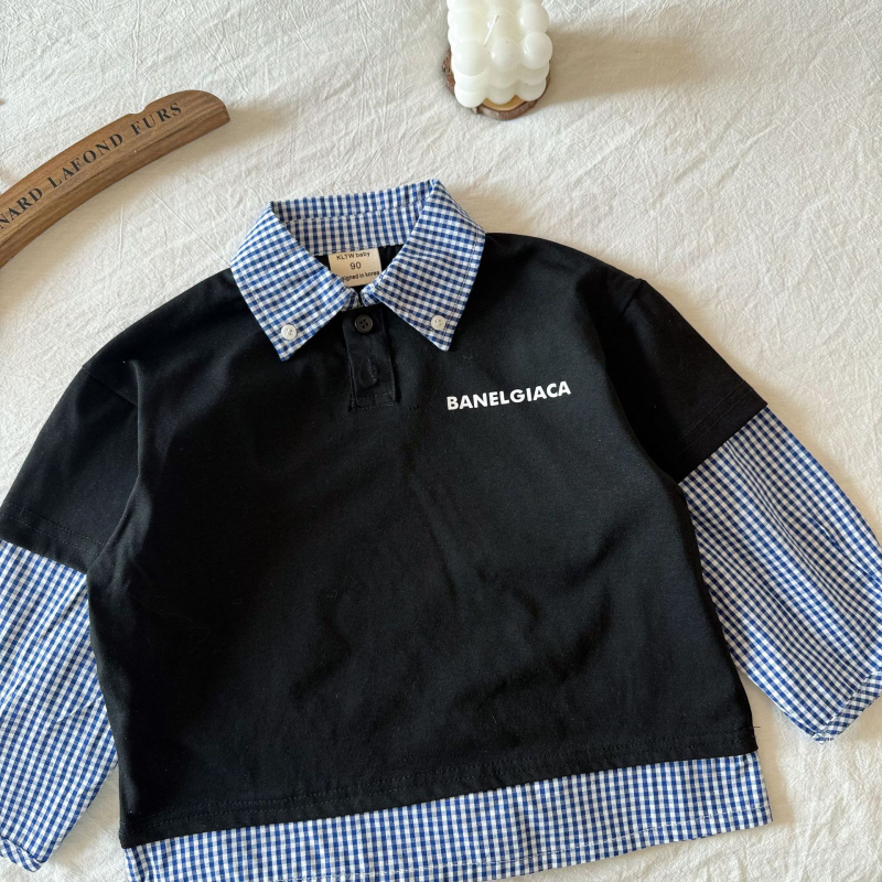 Cămașă pentru copii în carouri, cu guler rever, 95% bumbac, pentru 3–8 ani, primăvară-toamnă stil casual școlar