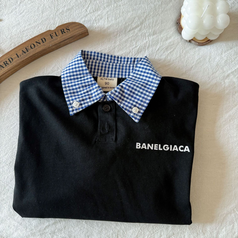 Cămașă pentru copii în carouri, cu guler rever, 95% bumbac, pentru 3–8 ani, primăvară-toamnă stil casual școlar