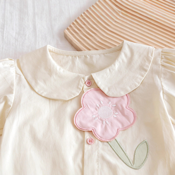 Detská blúzka pre dievčatá s dlhými rukávmi, kórejský štýl, 95% bavlna, potlač písmen a kvetov, jar-jesene