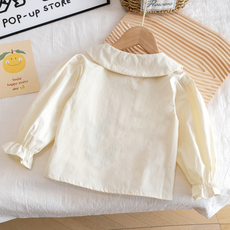 Detská blúzka pre dievčatá s dlhými rukávmi, kórejský štýl, 95% bavlna, potlač písmen a kvetov, jar-jesene