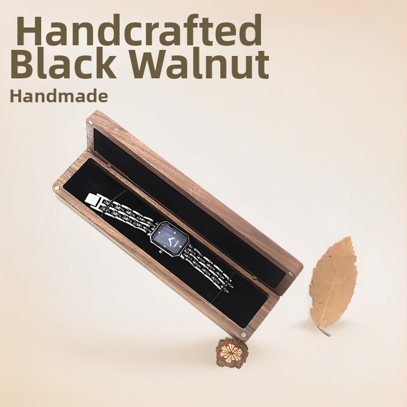 Dámska krabička na hodinky z orechového dreva, dlhá, ručne vyrobená, CNC gravírovanie, model RM-WWB501, na balenie darov a šperkov