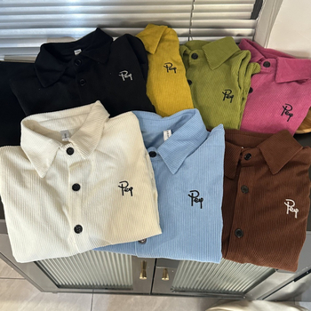 Dječja košulja od Corduroy - unisex, uzrast 3–8 godina, dugi rukav, korejski stil