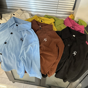 Dječja košulja od Corduroy - unisex, uzrast 3–8 godina, dugi rukav, korejski stil