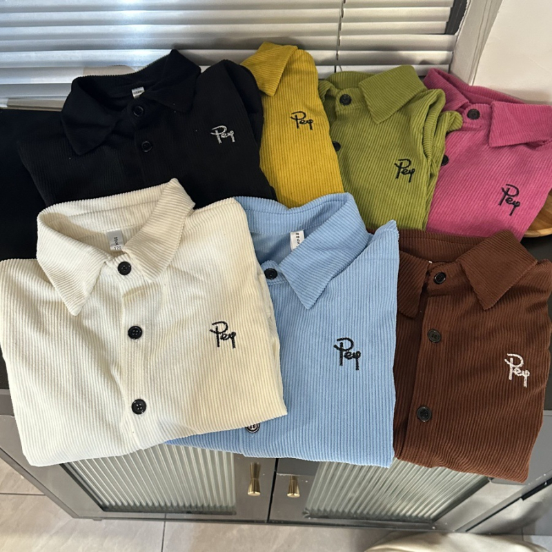 Dječja košulja od Corduroy - unisex, uzrast 3–8 godina, dugi rukav, korejski stil