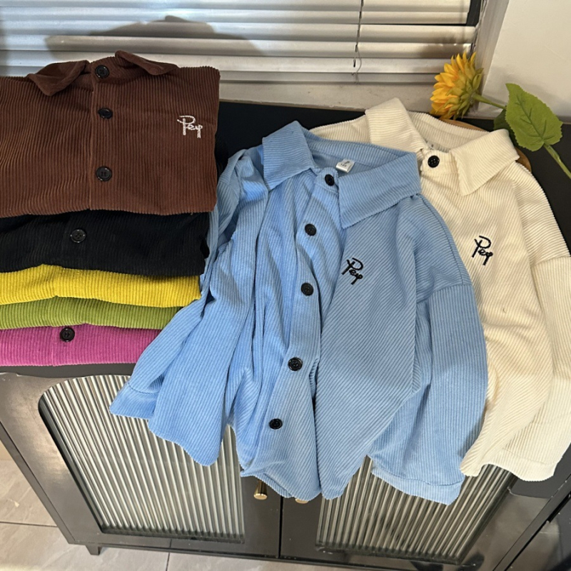 Dječja košulja od Corduroy - unisex, uzrast 3–8 godina, dugi rukav, korejski stil